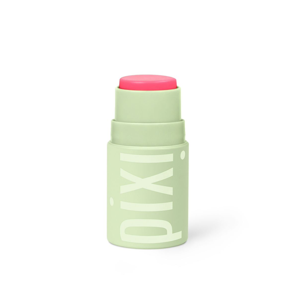 Pixi +Hydra LipTreat lip balm stick in a pale mint green tube with a bright pink balm stick visible at the top, shown on a clean white background.